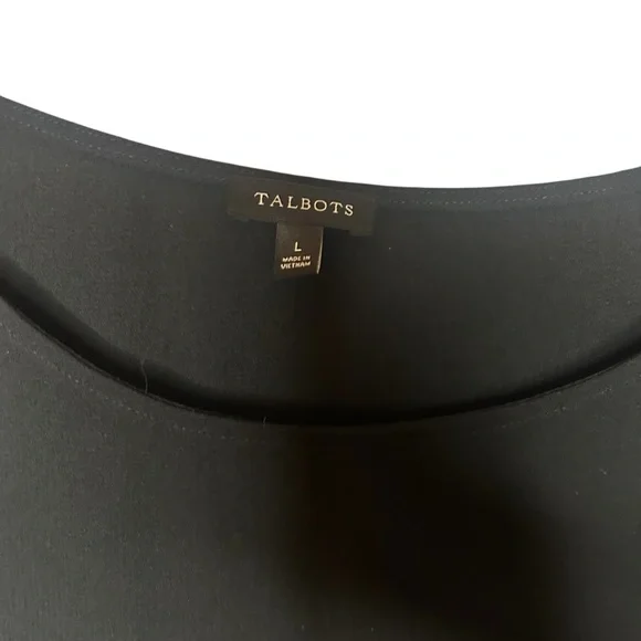 Talbots black bell sleeve blouse tie cuffs trim detail size large - Picture 3 of 11